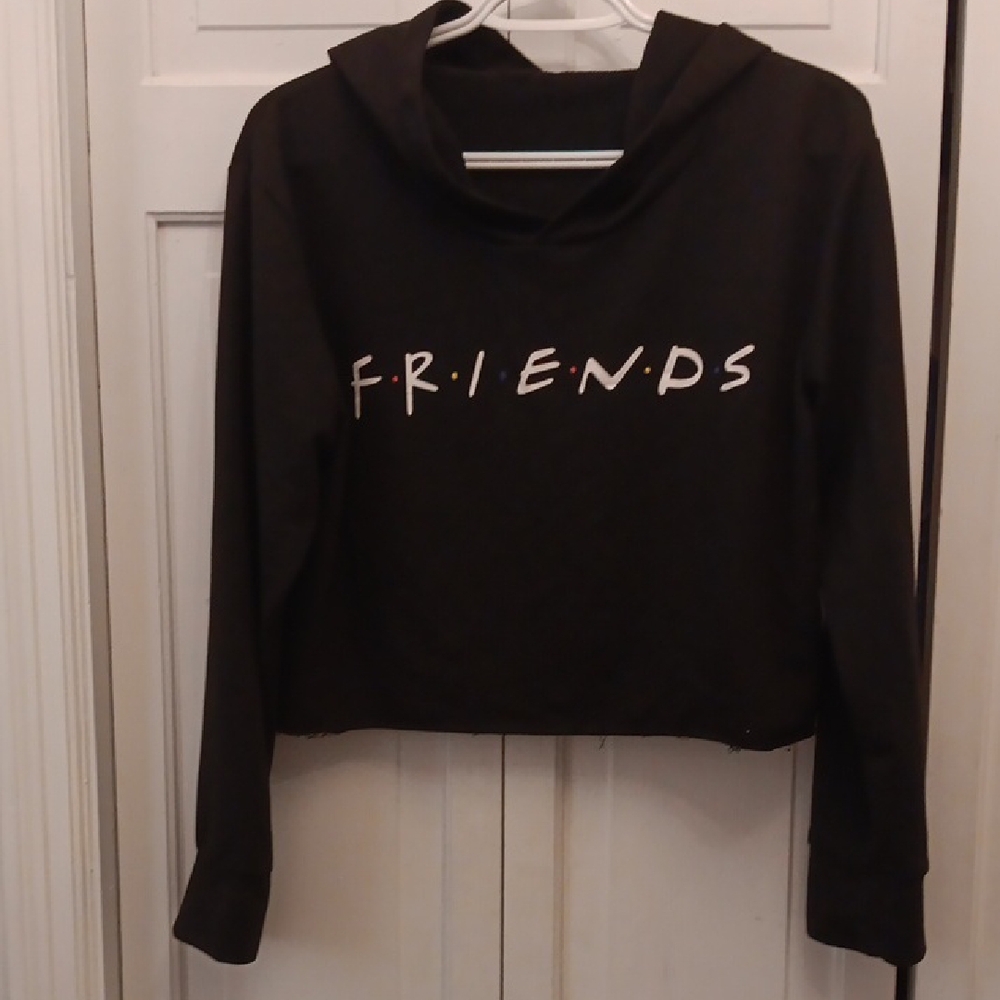 Black 'Friends' Small Crop Hoodie